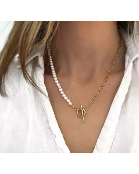 Half Chain Pearl Necklace with Free Surprise Gift